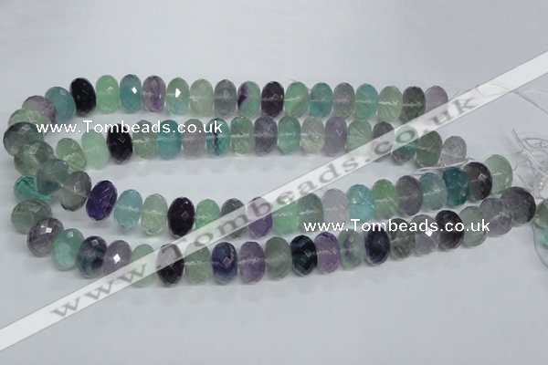 CFL315 15.5 inches 10*16mm faceted rondelle natural fluorite beads