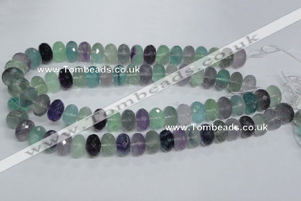 CFL341 15.5 inches 10*14mm faceted rondelle natural fluorite beads