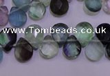 CFL705 Top-drilled 9*11mm faceted briolette natural fluorite beads