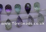 CFL708 Top-drilled 8*12mm faceted teardrop natural fluorite beads