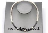 CFN119 potato white freshwater pearl & labradorite necklace, 16 - 24 inches