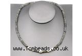 CFN218 4*6mm faceted rondelle labradorite & potato white freshwater pearl necklace