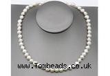 CFN23 8mm - 9mm baroque white freshwater pearl necklace, 16 - 54 inches