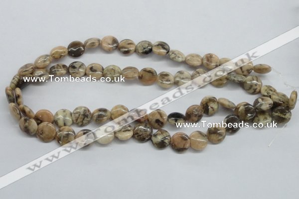 CFS07 15.5 inches 12mm flat round natural feldspar gemstone beads