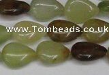 CFW121 15.5 inches 12*16mm flat teardrop flower jade gemstone beads