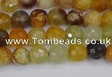 CFW211 15.5 inches 6mm faceted round flower jade beads