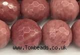 CFW68 15 inches 12mm faceted round pink wooden jasper beads