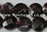 CGA477 15.5 inches 10mm faceted coin natural red garnet beads
