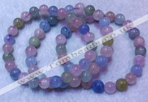 CGB2630 7.5 inches 8mm round natural morganite beaded bracelets