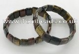 CGB3434 7.5 inches 12*15mm faceted rectangle mixed tiger eye bracelets
