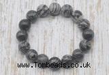CGB5381 10mm, 12mm round black water jasper beads stretchy bracelets