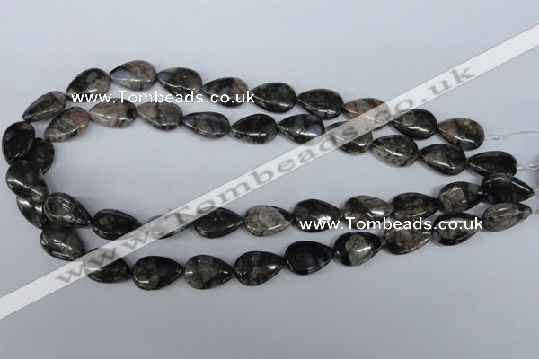 CGE07 15.5 inches 13*18mm flat teardrop glaucophane gemstone beads