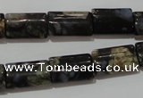 CGE168 15.5 inches 10*16mm flat tube glaucophane gemstone beads