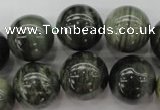 CGH08 15.5 inches 18mm round green hair stone beads wholesale