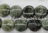CGH17 15.5 inches 10mm flat round green hair stone beads wholesale
