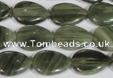 CGH52 15.5 inches 10*14mm flat teardrop green hair stone beads