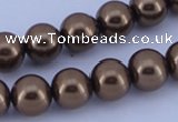 CGL107 5PCS 16 inches 14mm round dyed glass pearl beads wholesale