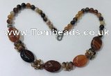 CGN273 18.5 inches 8mm round & 18*25mm oval agate beaded necklaces