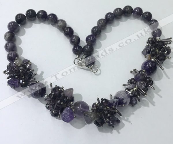 CGN352 19.5 inches chinese crystal & amethyst beaded necklaces