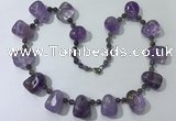 CGN441 21.5 inches freeform amethyst gemstone beaded necklaces