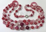 CGN624 24 inches chinese crystal & striped agate beaded necklaces