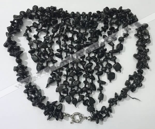 CGN834 20 inches stylish black obsidian statement necklaces