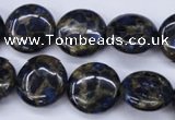 CGO202 15.5 inches 16mm flat round gold blue color stone beads