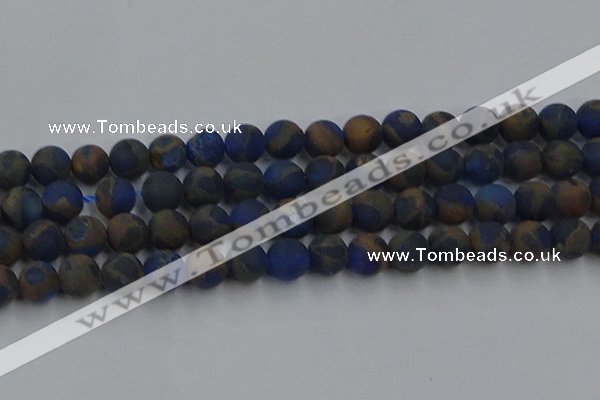 CGO264 15.5 inches 12mm round matte gold multi-color stone beads