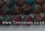 CGO267 15.5 inches 8mm round matte gold multi-color stone beads