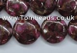 CGO89 15.5 inches 18mm flat round gold red color stone beads