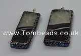 CGP3057 20*60mm - 30*65mm rectangle druzy agate pendants