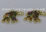 CGP3248 35*60mm elephant druzy agate pendants wholesale