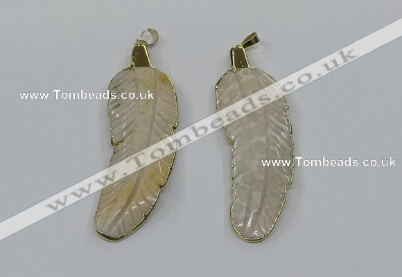CGP3500 22*60mm - 25*65mm feather fossil coral pendants
