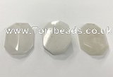 CGP3605 35*45mm faceted octagonal white jade pendants wholesale