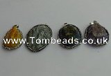 CGP370 30*40mm - 35*45mm freeform crystal glass & gemstone pendants