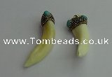 CGP387 10*55mm - 15*60mm horn wolf tooth & turquoise pendants