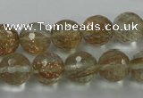 CGQ26 15.5 inches 12mm faceted round gold sand quartz beads