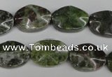 CGR22 15.5 inches 13*18mm wavy oval green rain forest stone beads