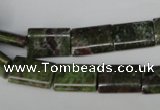 CGR35 15.5 inches 10*14mm flat tube green rain forest stone beads