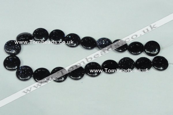 CGS123 15.5 inches 20mm flat round blue goldstone beads wholesale