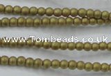 CHE419 15.5 inches 2mm round matte plated hematite beads wholesale