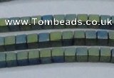 CHE444 15.5 inches 3*3mm cube matte plated hematite beads wholesale