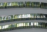 CHE572 15.5 inches 1*3*3mm square plated hematite beads wholesale