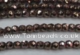 CHE691 15.5 inches 2mm faceted round plated hematite beads