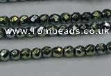 CHE713 15.5 inches 4mm faceted round plated hematite beads