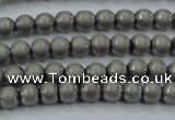 CHE721 15.5 inches 4mm round matte plated hematite beads wholesale
