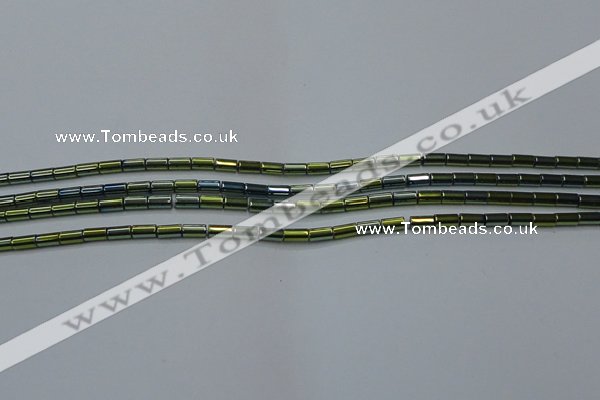 CHE762 15.5 inches 2*4mm tube plated hematite beads wholesale
