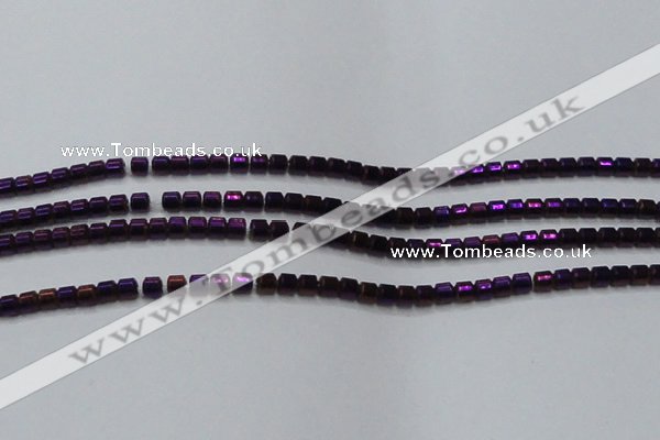 CHE778 15.5 inches 2*2mm drum plated hematite beads wholesale