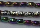 CHE812 15.5 inches 5*8mm rice plated hematite beads wholesale