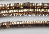 CHE842 15.5 inches 1*4mm hexagon plated hematite beads wholesale